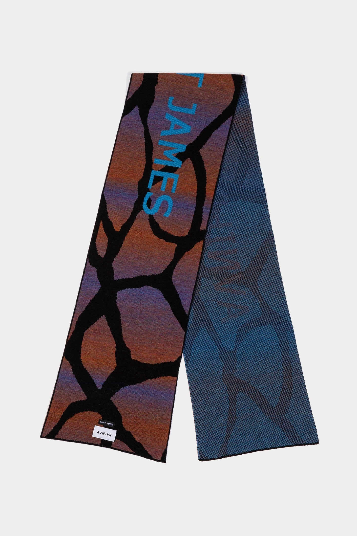 Avnier x Saint James - Nyodeau multicolor aposematique - Echarpe marine maille jacquard - laine - Fabriqué à Saint James en France - Partenariat The SeaCleaners
