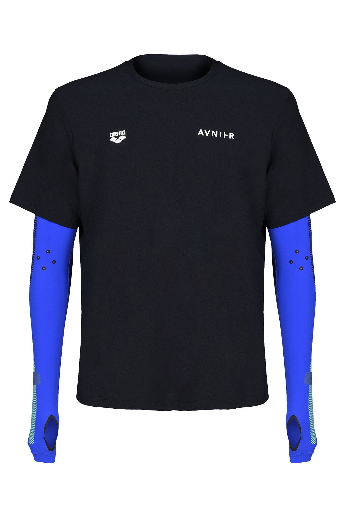 AVNIER x ARENA T-shirt de bain unisexe noir avec manches de compression