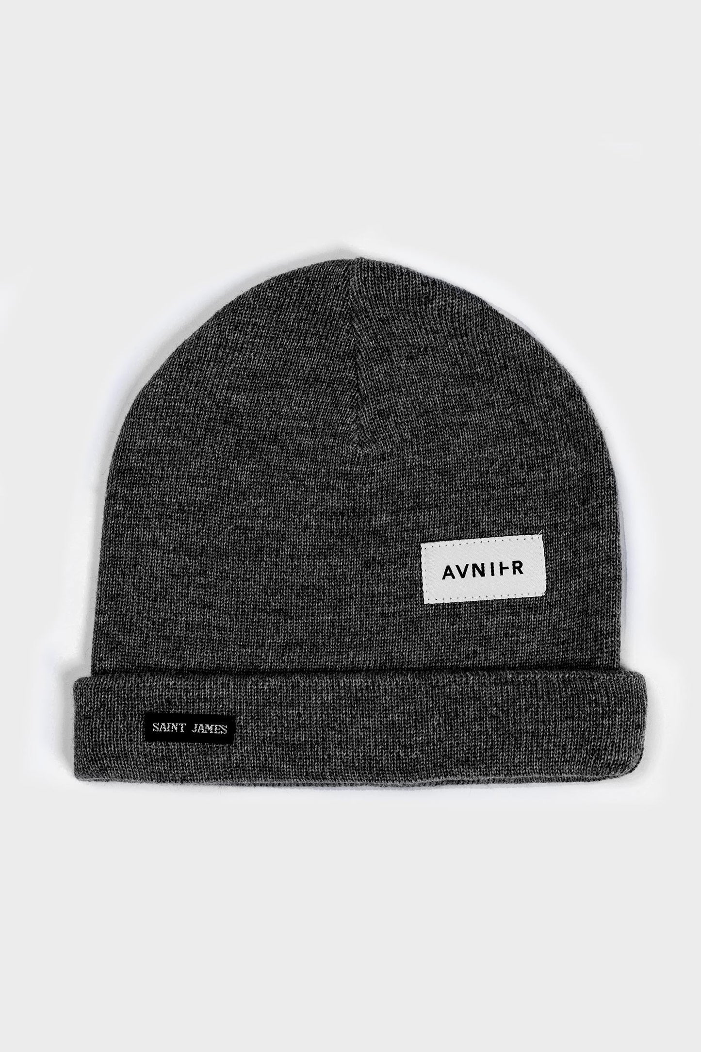 Avnier x Saint James - Laucaen gris grey - Bonnet de quart de marin avec revers - 100% pure laine vierge labellisée WOOLMARK® - Fabriqué à Saint James en France - Partenariat The SeaCleaners - Lausanne - Caen