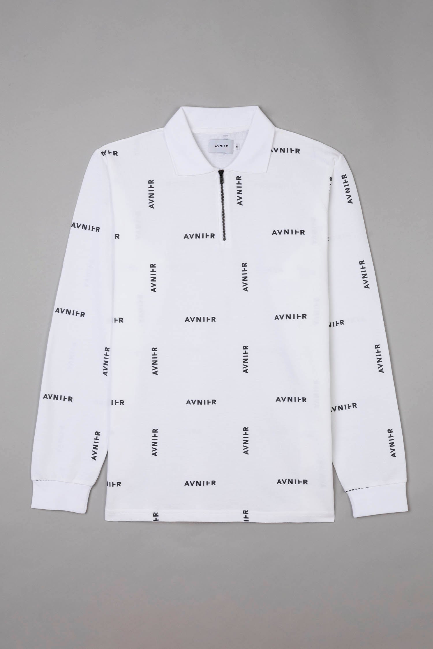 AVNIER - SELECT - Polo manches longues all over blanc en coton bio