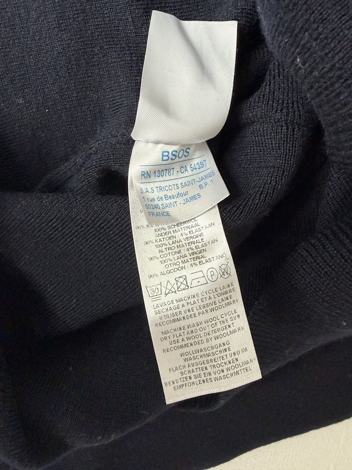 Avnier x Saint James  Pull AUBBEC Navy 100% laine