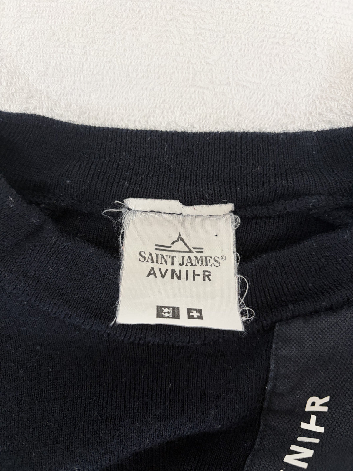 Avnier x Saint James  Pull AUBBEC Navy 100% laine