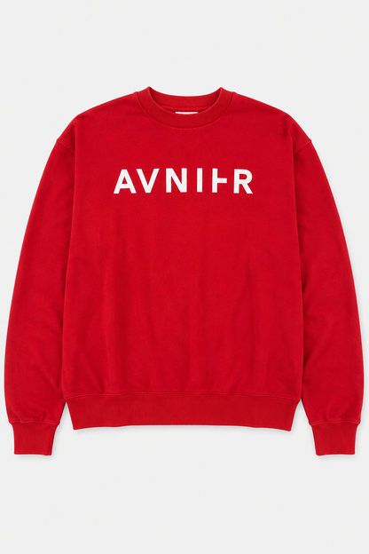 Horizontal Logo Crewneck Organic Cotton  Toxic Rouge