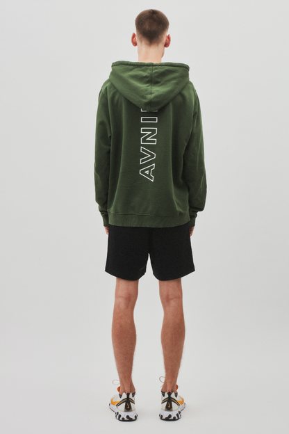 Vertical Logo Hoodie Organic Cotton  Dark Green Forest