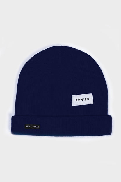 Avnier x Saint James - Laucaen navy - Bonnet de quart de marin avec revers - 100% pure laine vierge labellisée WOOLMARK® - Fabriqué à Saint James en France - Partenariat The SeaCleaners - Lausanne Caen