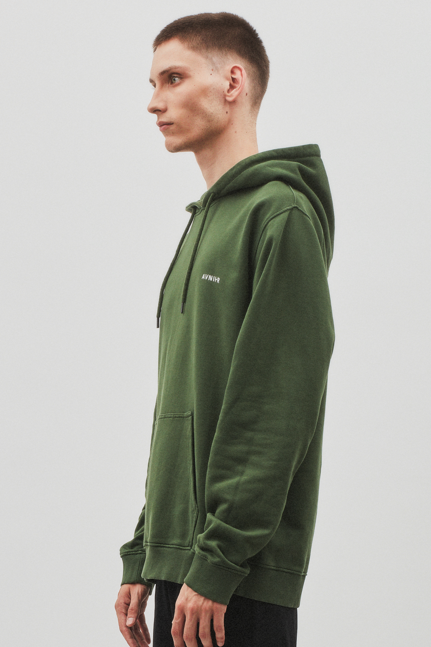 Vertical Logo Hoodie Organic Cotton  Dark Green Forest