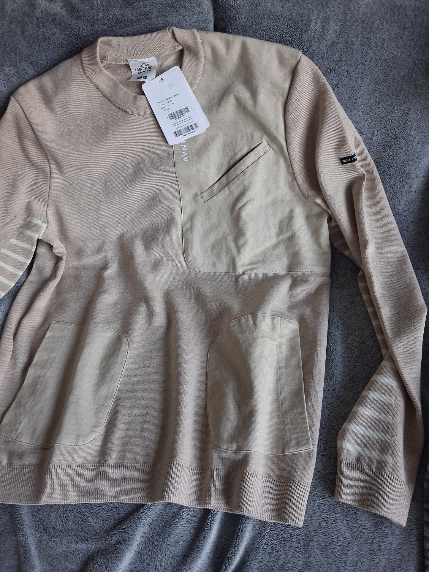 Avnier x Saint James  Pull AUBBEC Beige 100% laine