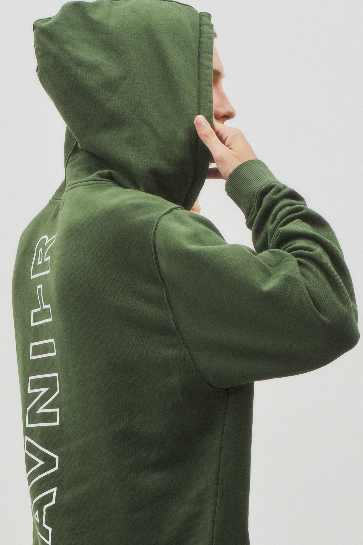 Vertical Logo Hoodie Organic Cotton  Dark Green Forest