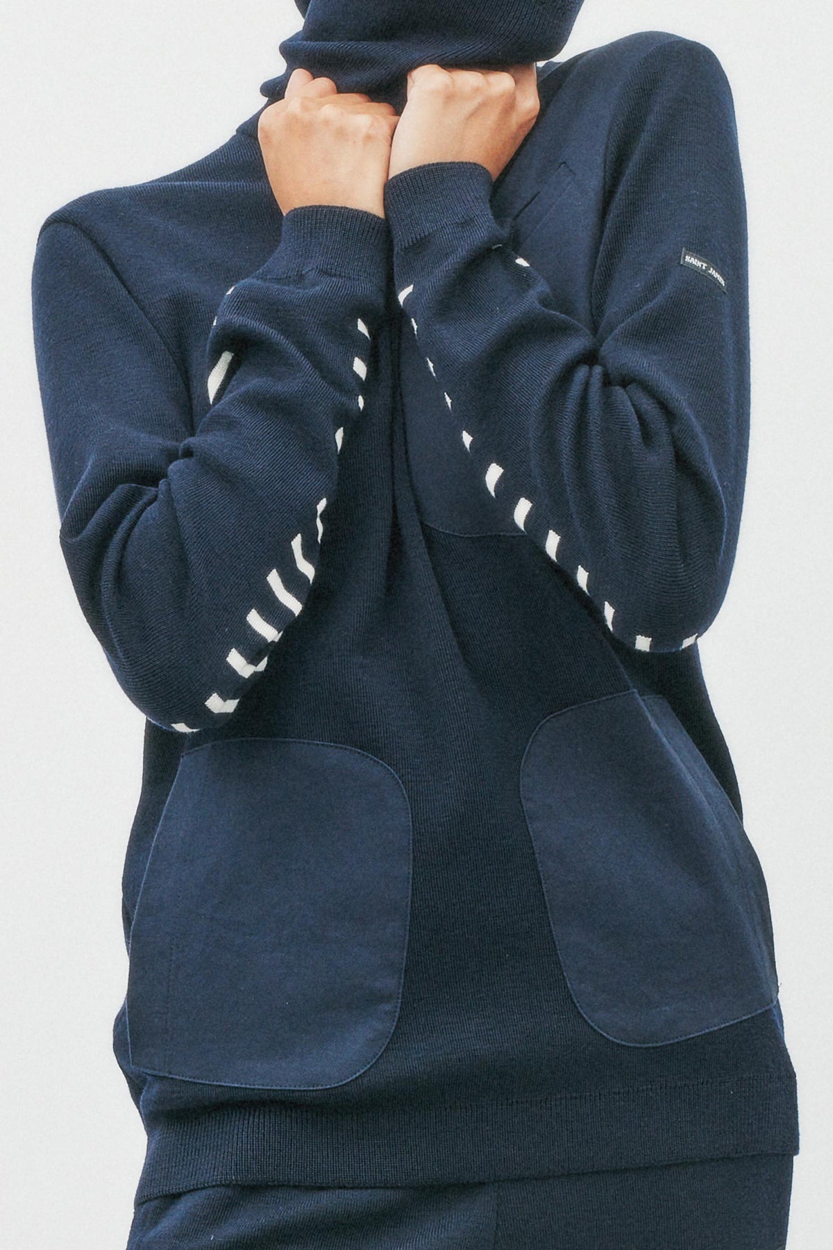 Avnier x Saint James  Pull AUBBEC Navy 100% laine