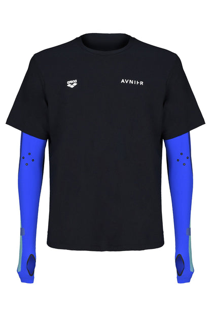 AVNIER x ARENA  T-shirt de bain unisexe noir avec manches de compression