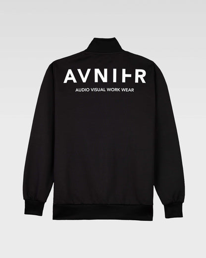 avnier-x-civilisation-crew-veste-noire-en-coton-bio-et-polyester-recycle-avnier-audiovisual-work-wear-4-packshot-dos - noir