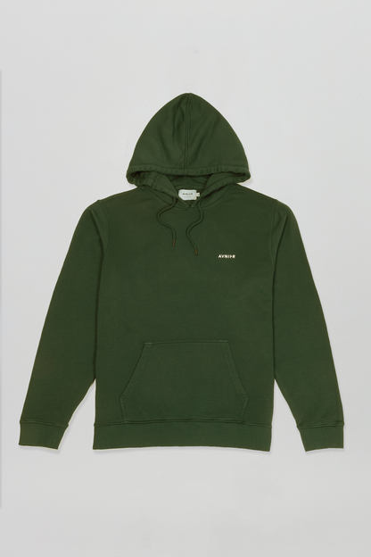 Vertical Logo Hoodie Organic Cotton  Dark Green Forest