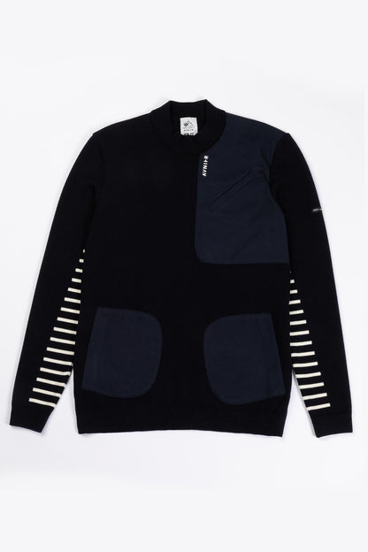 Avnier x Saint James  Pull AUBBEC Navy 100% laine