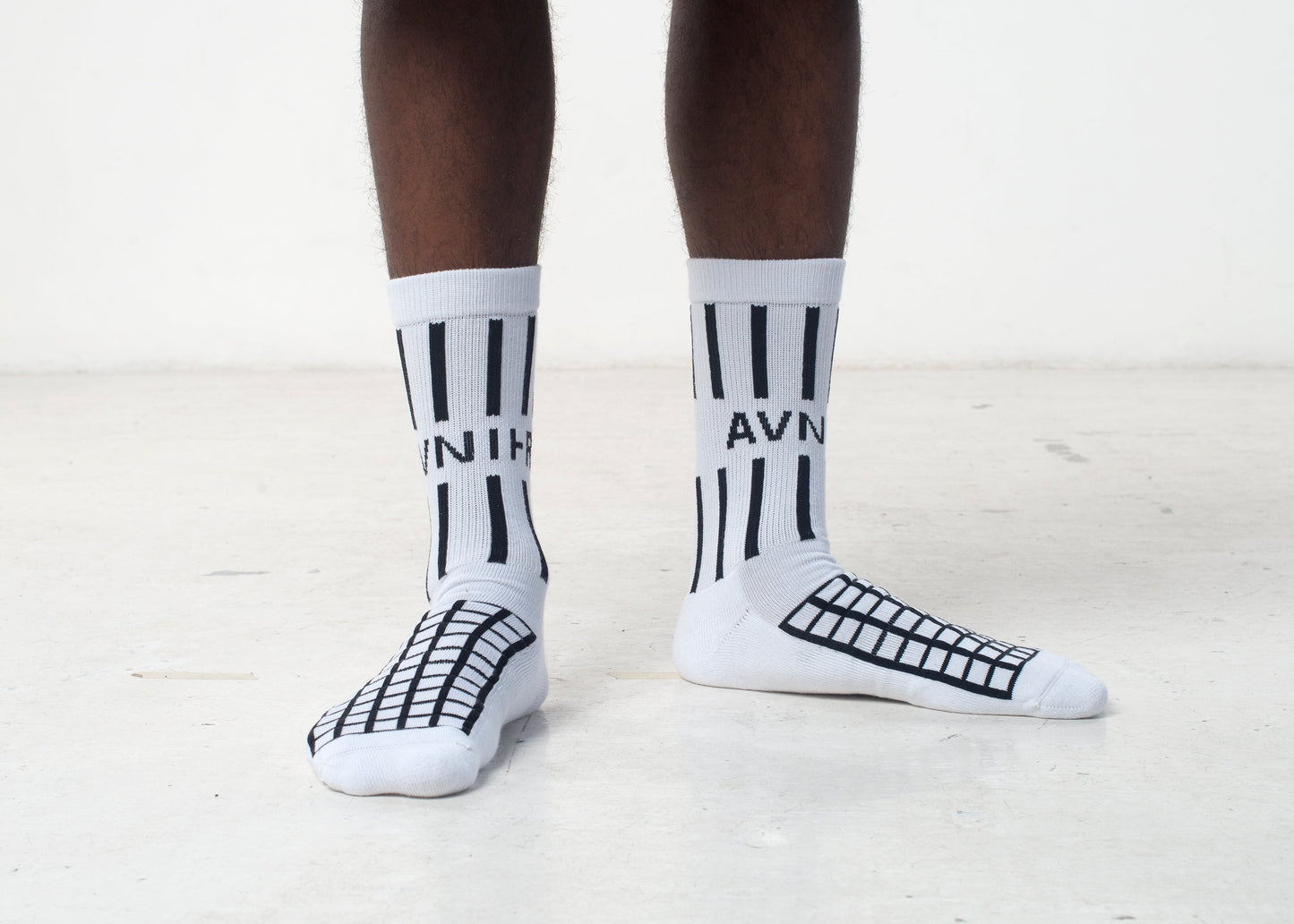 White Grid Socks