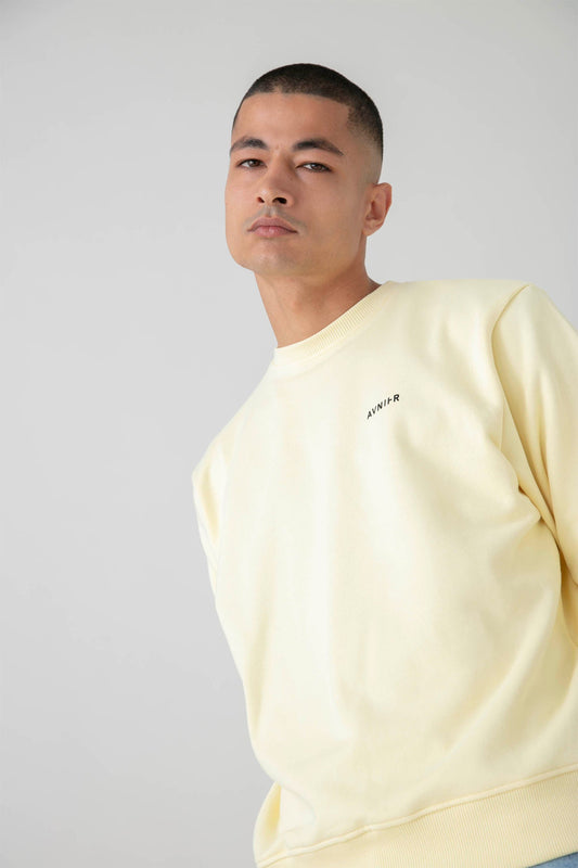 AVNIER - ENCORE - Crewneck jaune pastel en coton bio