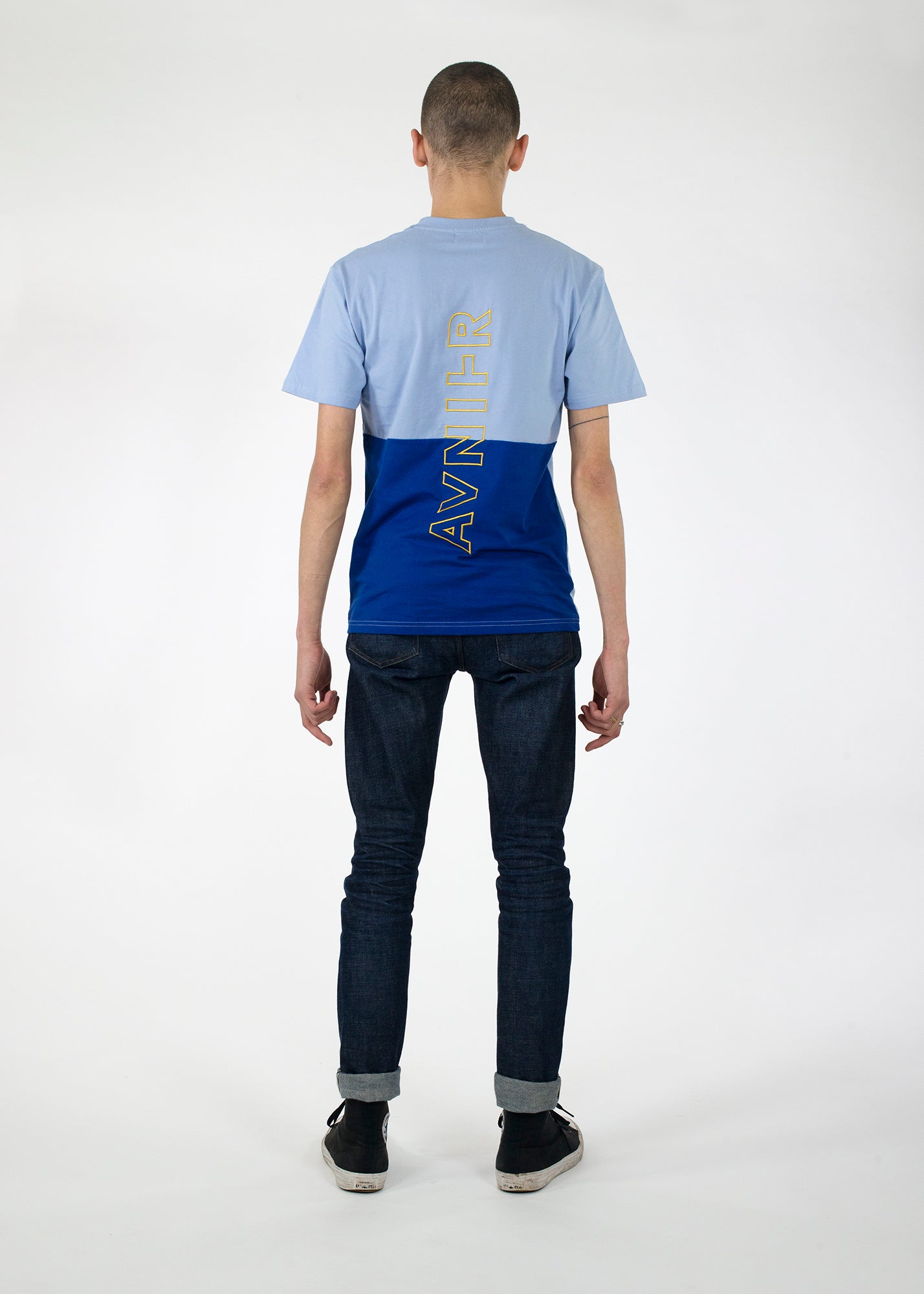 Vertical back blue tee - back