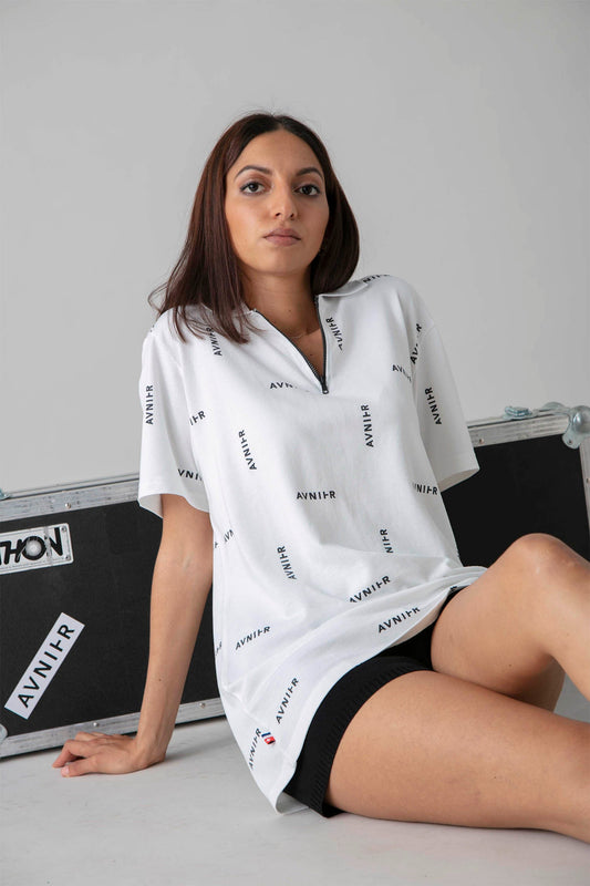 AVNIER - CHECK - Polo manches courtes all over monogramme en coton bio
