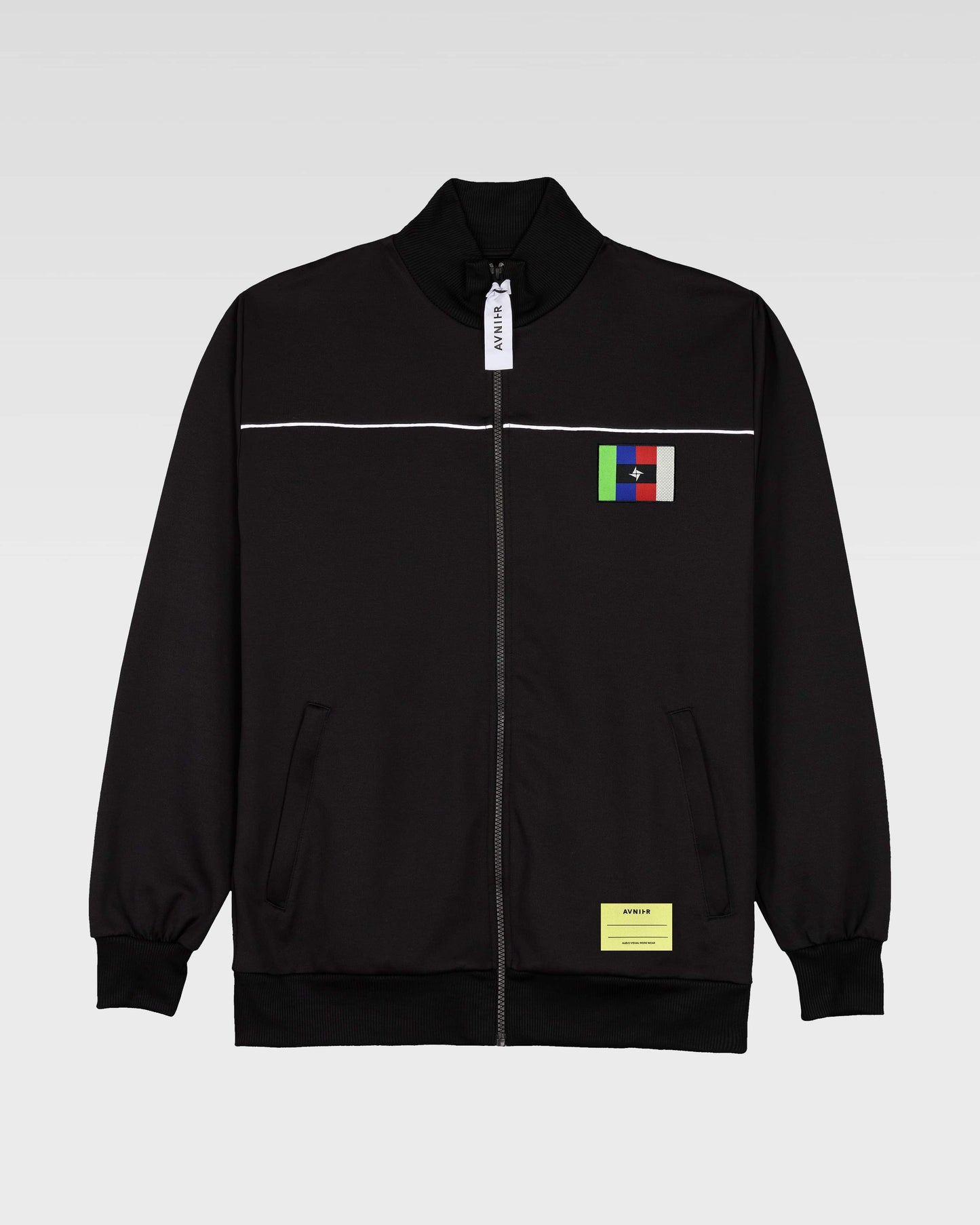 avnier-x-civilisation-crew-veste-noire-en-coton-bio-et-polyester-recycle-avnier-audiovisual-work-wear-2-packshot-face - noir