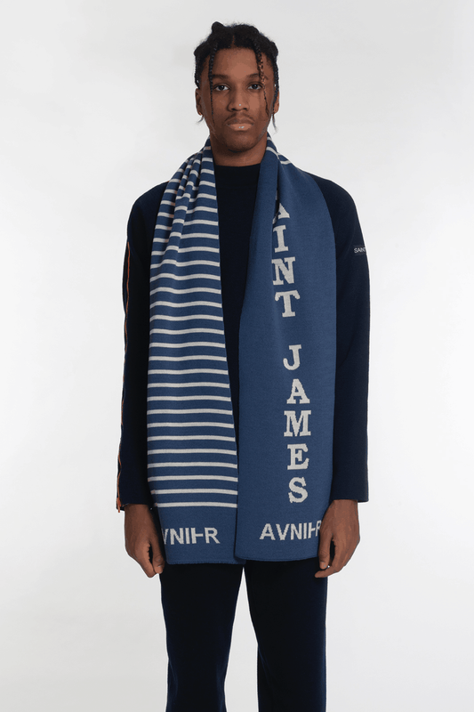 Avnier x Saint James Echarpe Cullyham Bleu ardoise