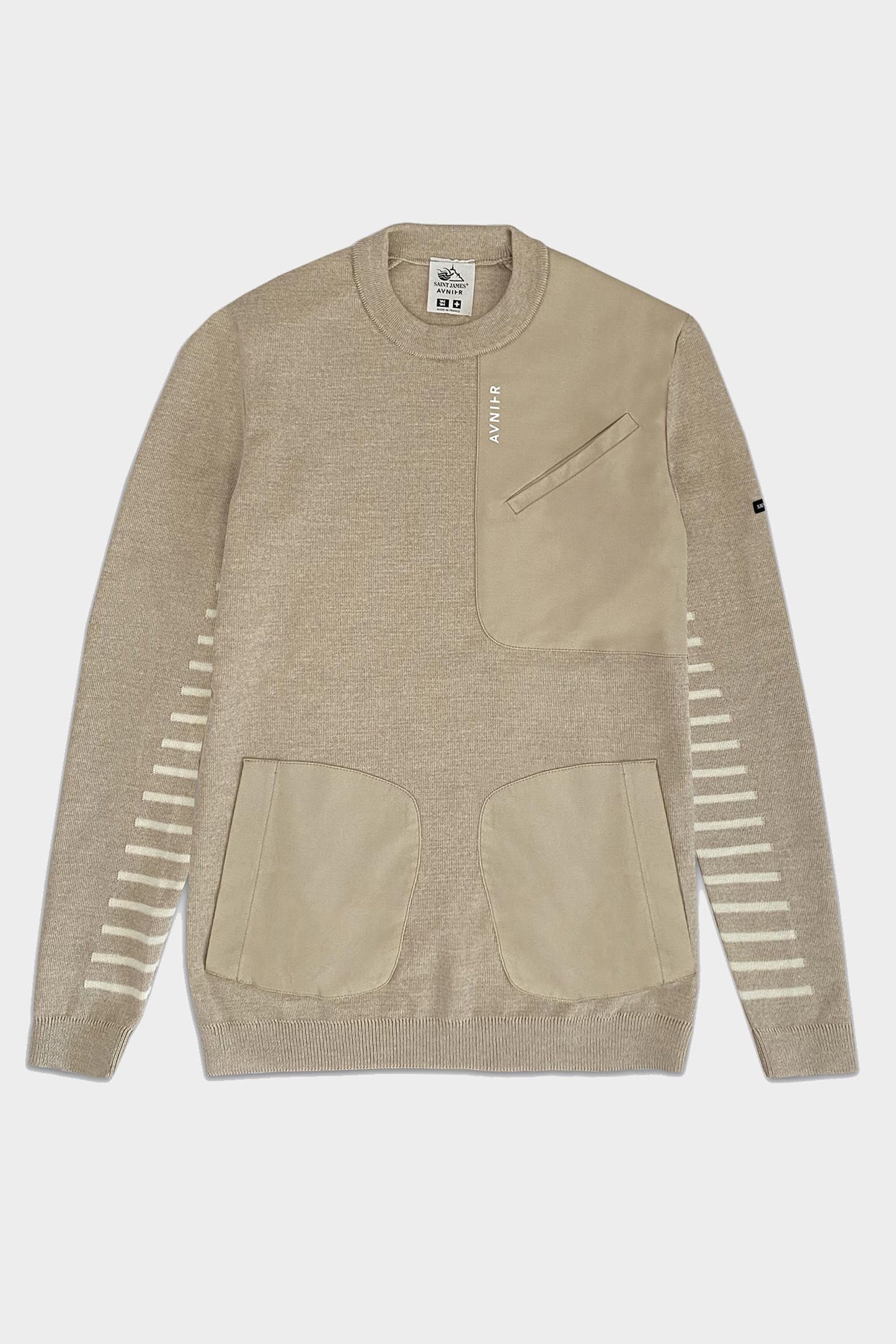 Avnier x Saint James - Pull marin 3 poches 100% pure laine vierge WOOLMARK® - Pull softshell en laine - Fabriqué à Saint James en France - Partenariat The SeaCleaners