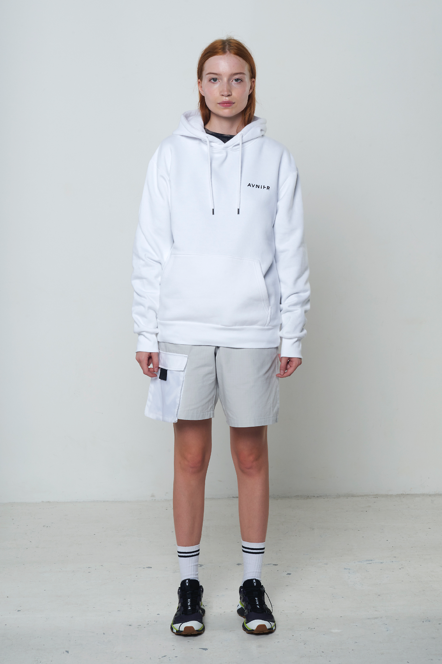 AVNIER - Vertical Back White Hoodie